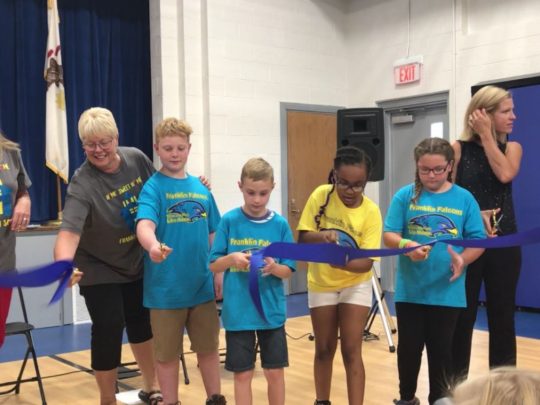 Students cutting the ribbon at Franklin Elementary