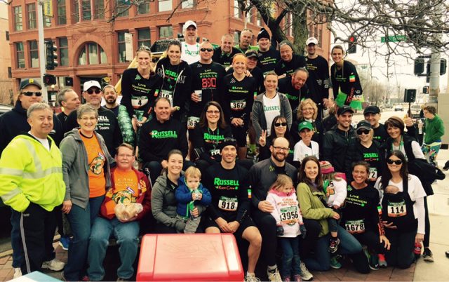 Russell employees at a St. Patrick's Day running race.
