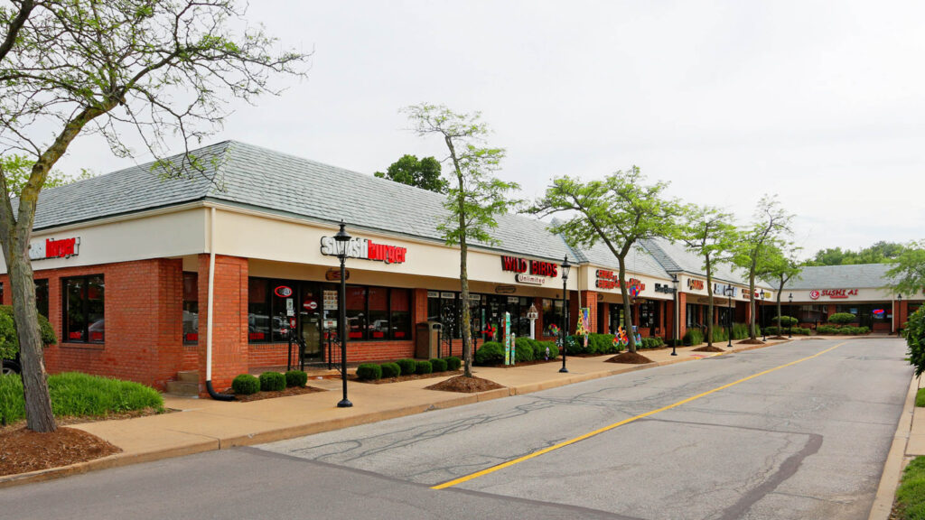 Exterior view of a strip mall