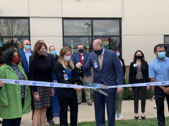 Cutting the ribbon