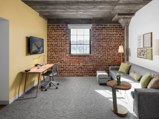 Inside a room at the Element Hotel in Moline