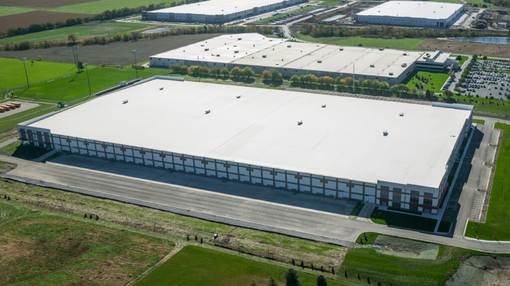 aerial view of a large warehouse