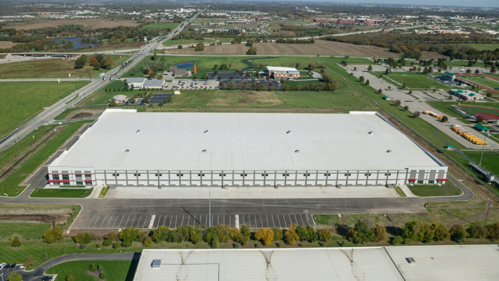 aerial view of a large warehouse