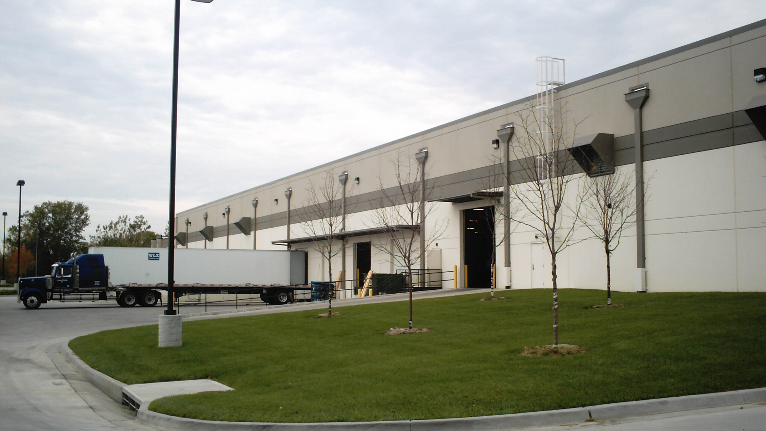 warehouse exterior with loading docks