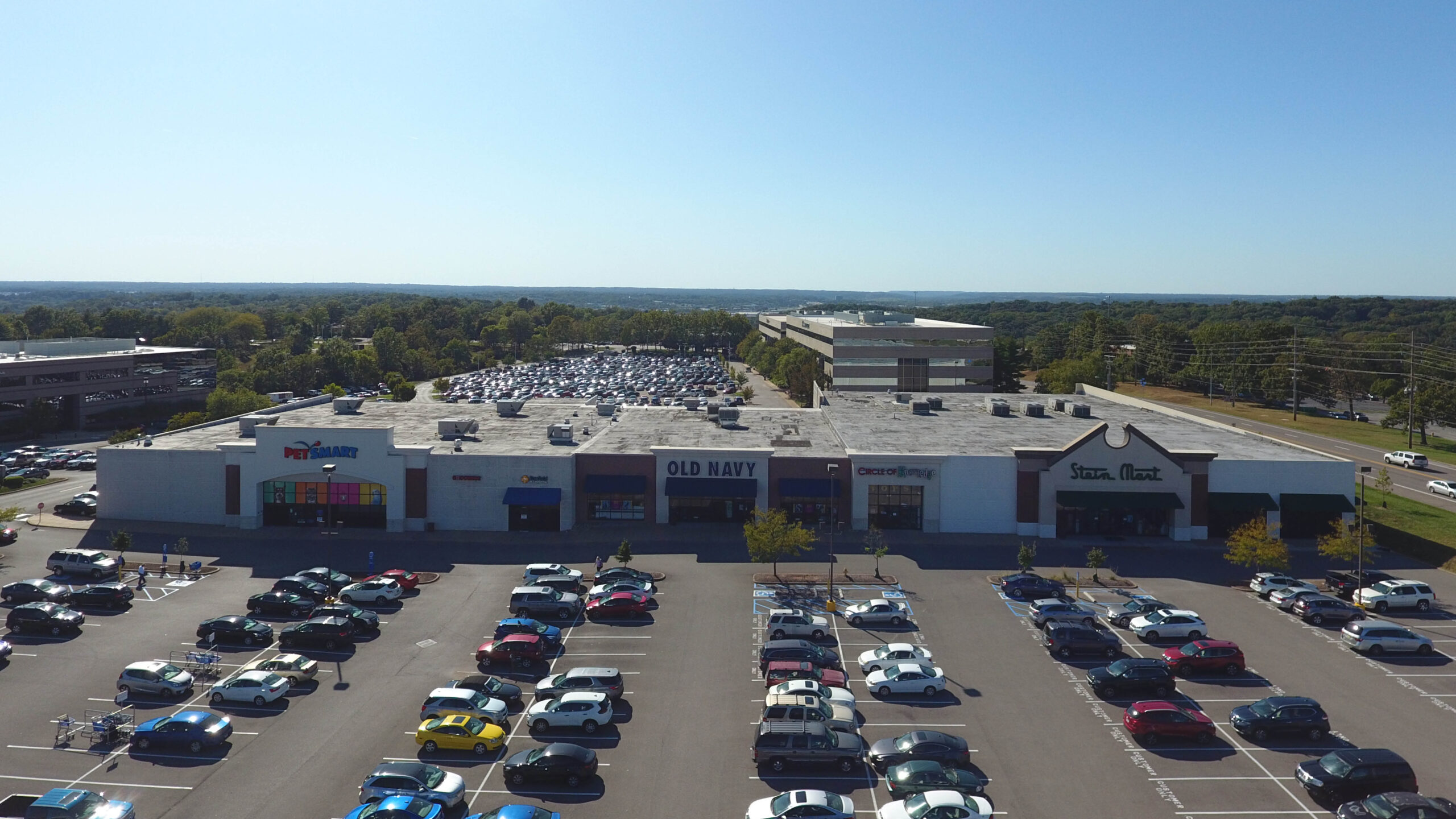 Strip mall aerial view