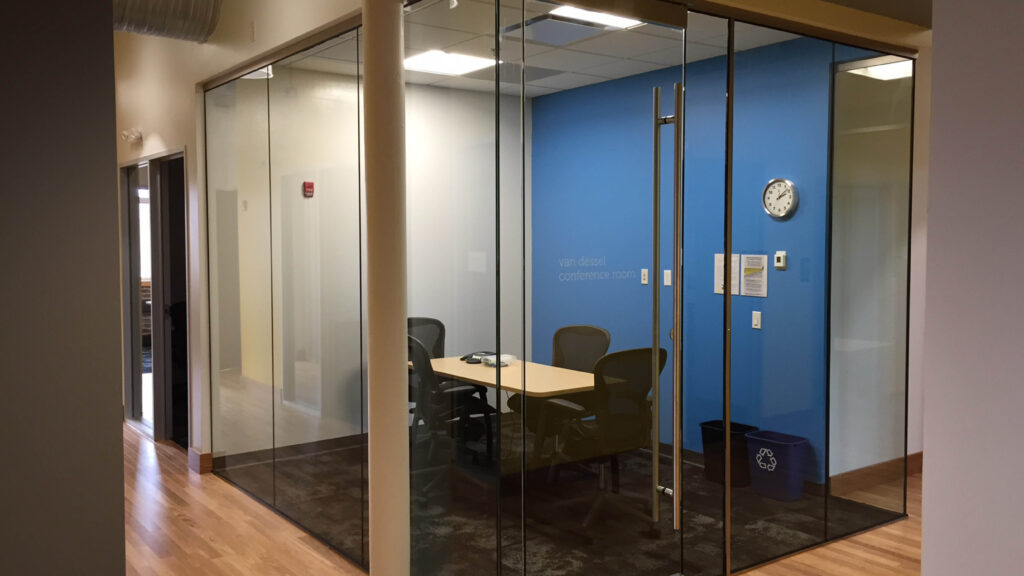 office area enclosed in glass