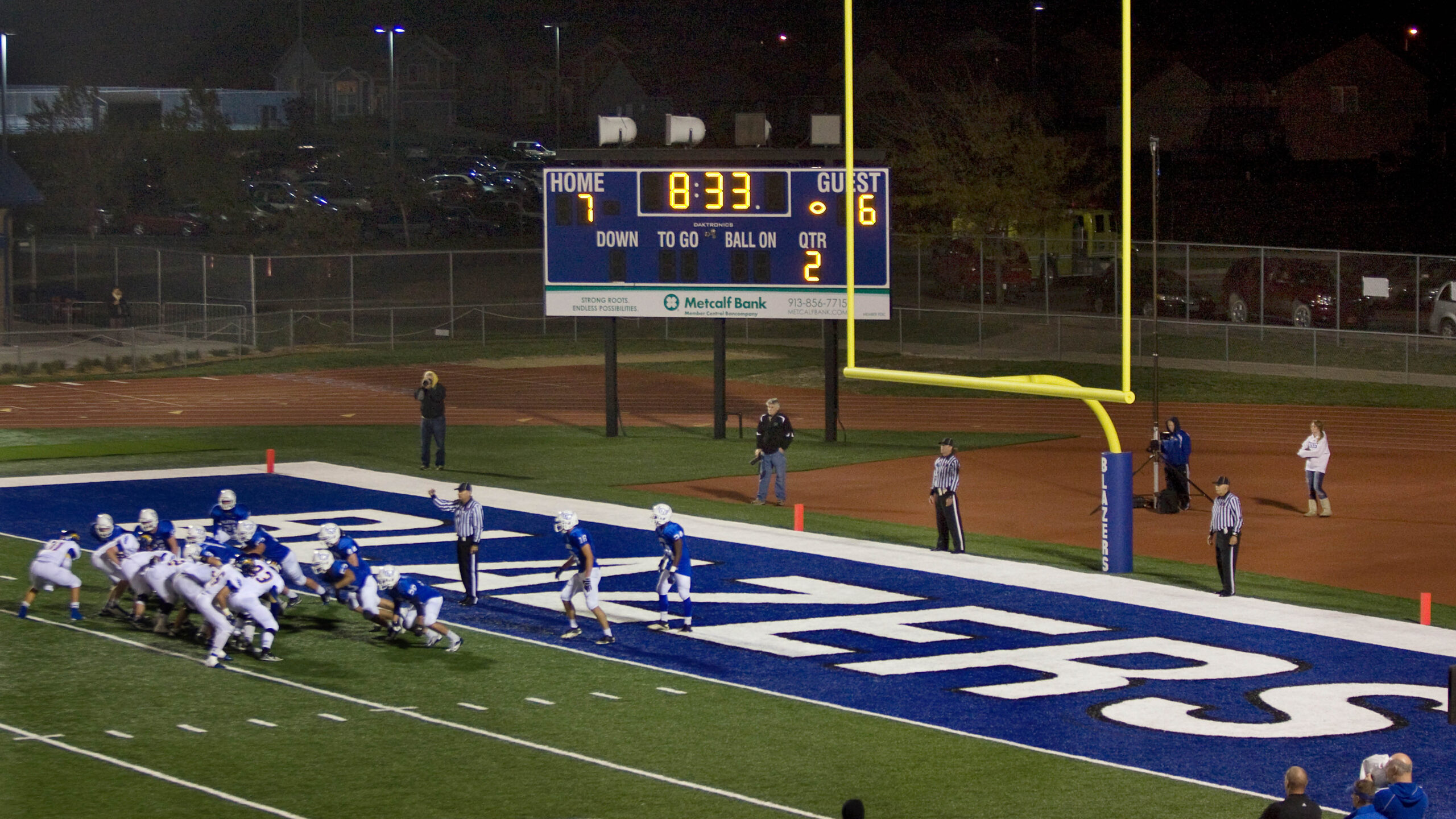 football end zone and scoreboard