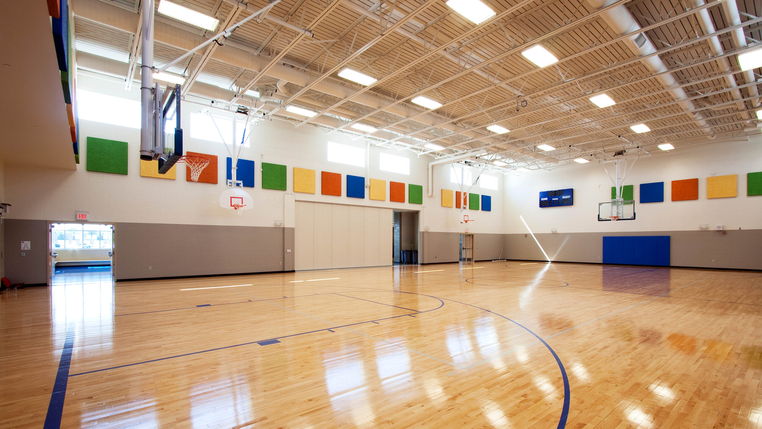 gymnasium with wood floors