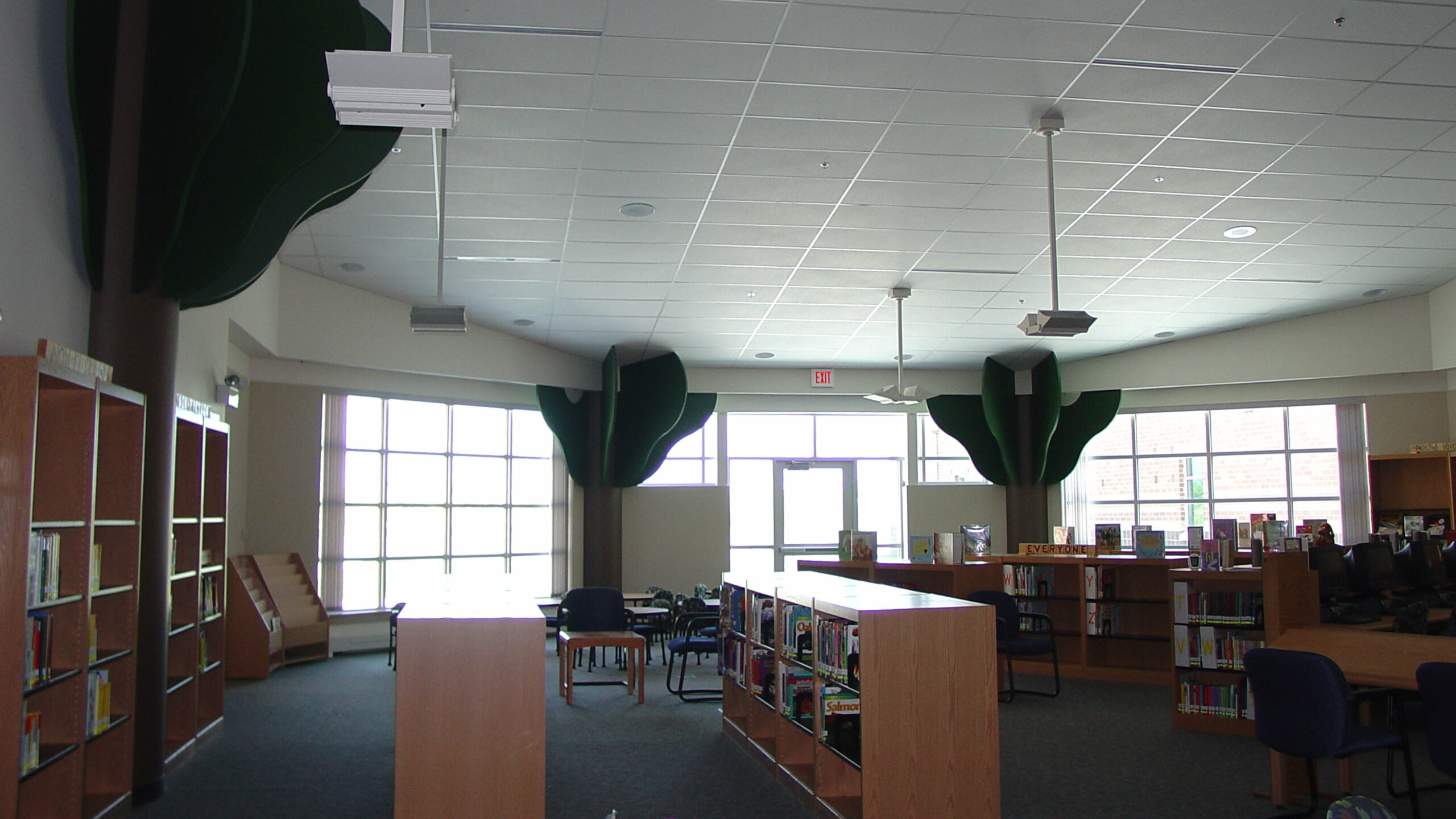library with bookshelves