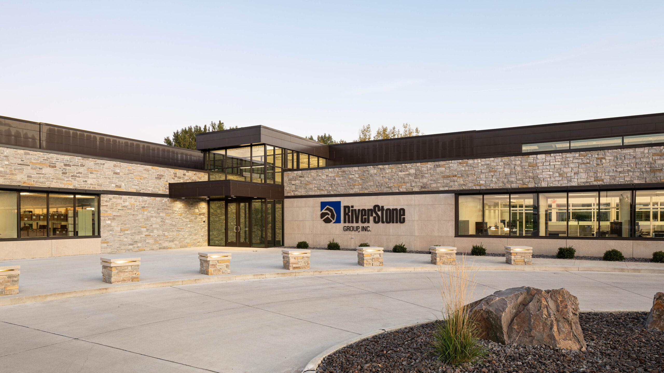 exterior view of a brick office building