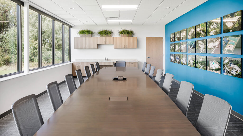conference room with long table and many chairs