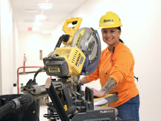 Female construction worker on a job site